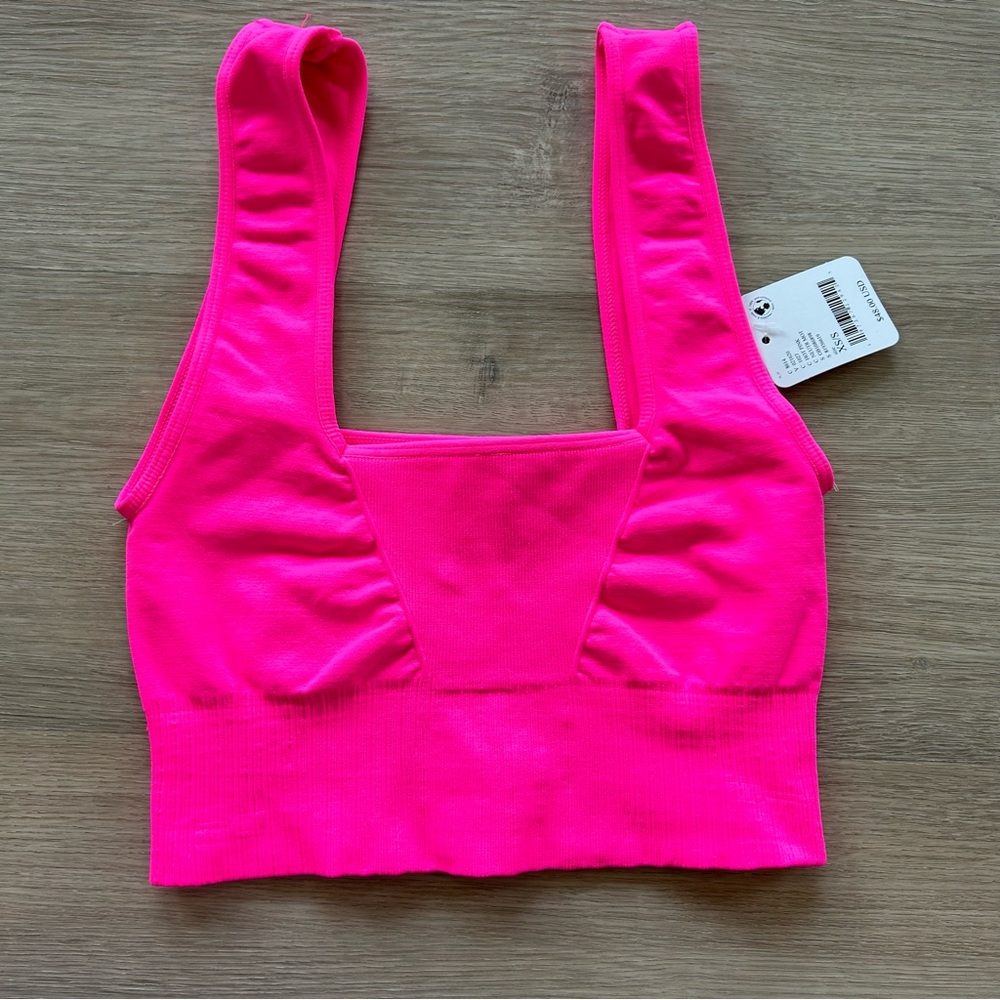 Free People Movement Karma Square Neck Bra in Hot Pink